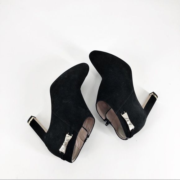 Kate Spade Aldaz Black Suede Gold Bow Ankle Boots Sz 9 - Picture 7 of 8